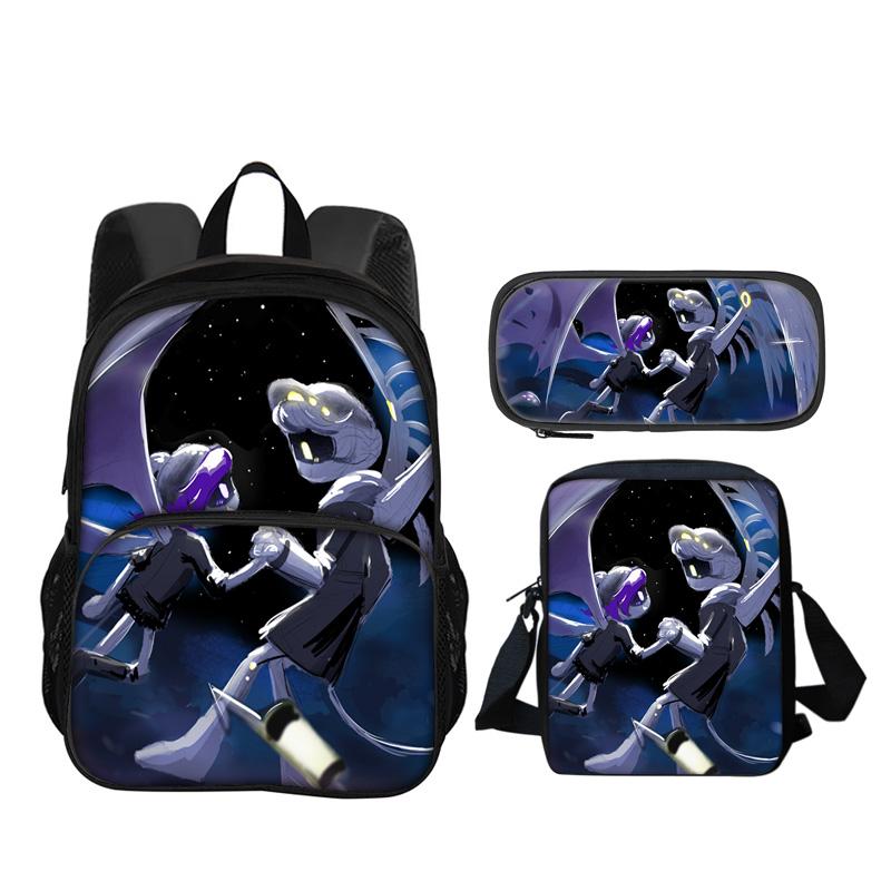 Murder Drones Round Front Bag Backpack Pen Bag Shoulder Bag 3Pcs Set Versatile  Boy or Girl School Birthday Best Gift