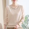 Elegant Round Neck Long Sleeve Knitwear for Middle-Aged Women – Plus Size Spring & Autumn Sweater