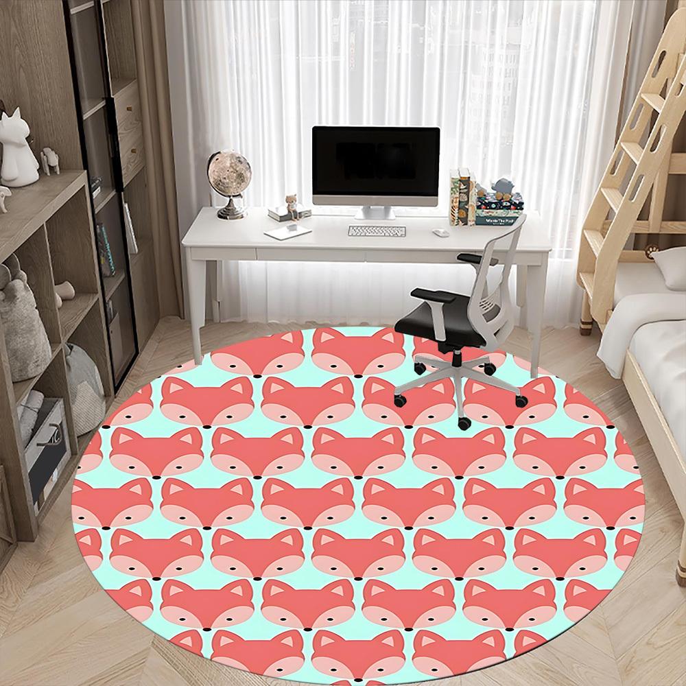 1pc Fox Pattern Chair Carpet for Office Non Slip, Machine Washable Rug for Office, Room Holiday Decor for Christmas, Birthday Polyester