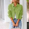 Women's Cropped Denim Jacket Casual Button Down Long Sleeve Coat Fall Spring