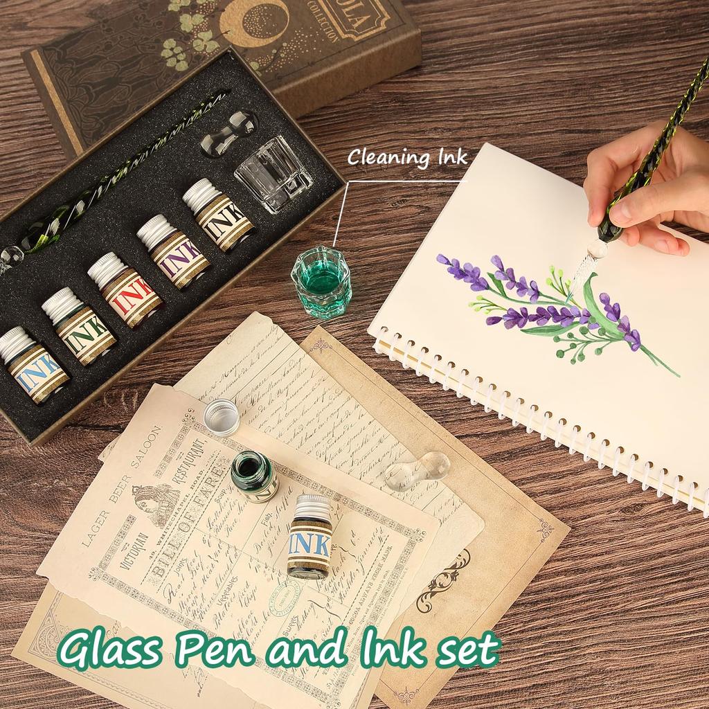 mancola Glass Pen 5 Colors of 1 Signature Fountain Box Starry Signature Picture Dip Pen Set, Ink, Pen, Pen, Pen, Included, Sky, Rainbow, Pen, Drawing,
