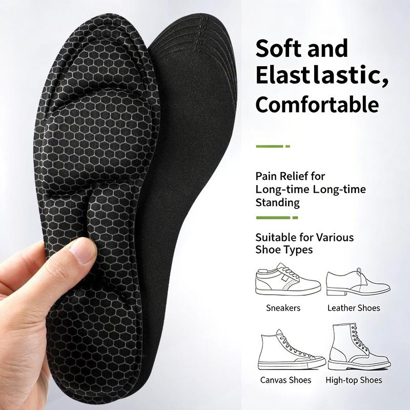 

4D High-Elasticity Insoles Thickened Sports Insole Arch Support Comfortable Shock Absorption Breathable Deodorization Shoes Pads EU35-40-(225-250mm) чёрный