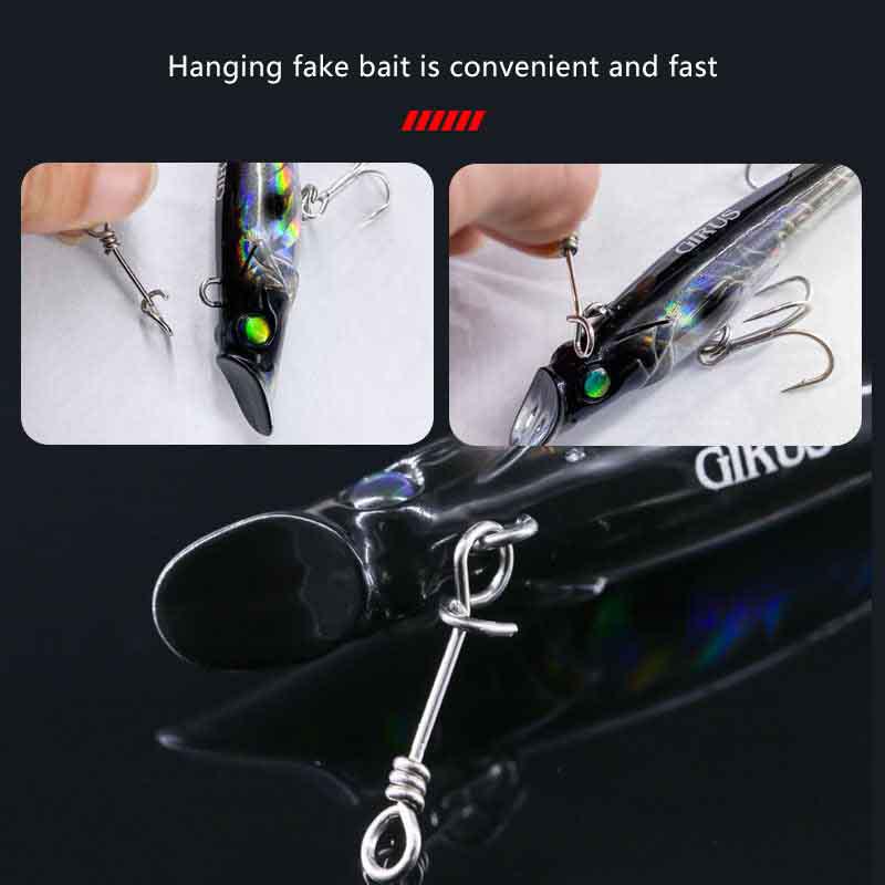 50Pcs Strengthen Stainless Steel Quick Lock Snap Spring Clamp Buckle Lure Drop Rigs Safety Connector Bait Hook For Fishing