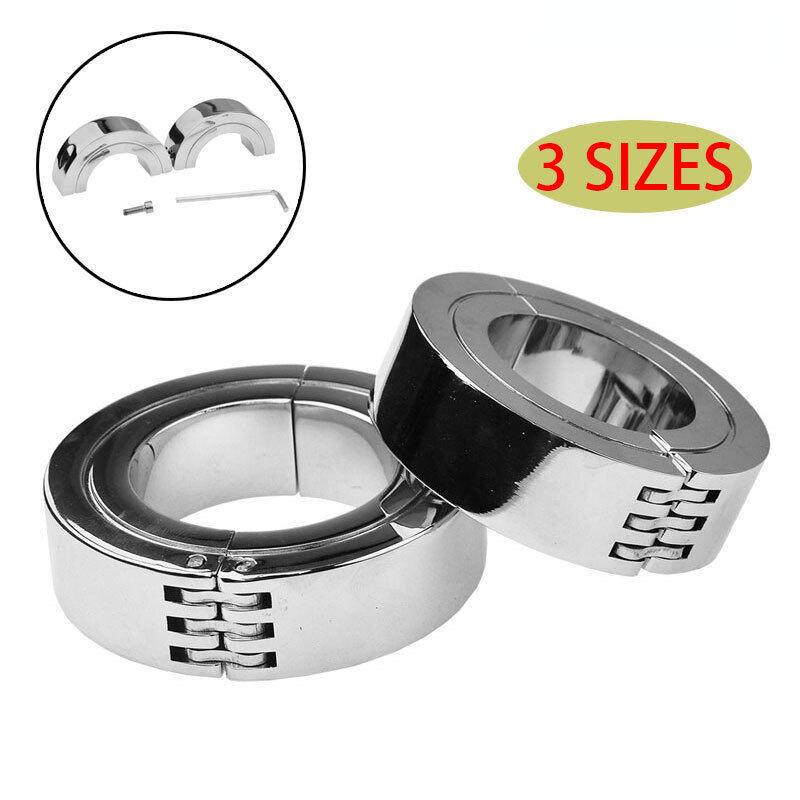 BDSM duży Heavy Duty mężczyzna piłka moszny nosze urządzenie do treningu penisa metalowy zamek Bondage Cock Ring opóźnienie wytrysku Sex zabawki