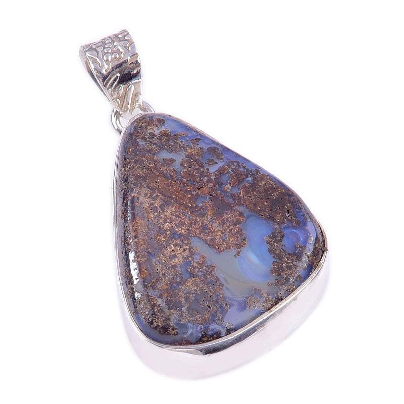 Natural Boulder Opal Gemstone 925 Solid Sterling Silver Gift Pendant 1.50" B7b96