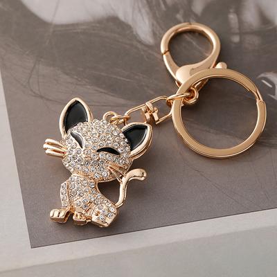 Tecknad Djur Katt Nyckelring Hänge Med Metallnyckelring För Damväskor Och Biltillbehör Födelsedagspresent