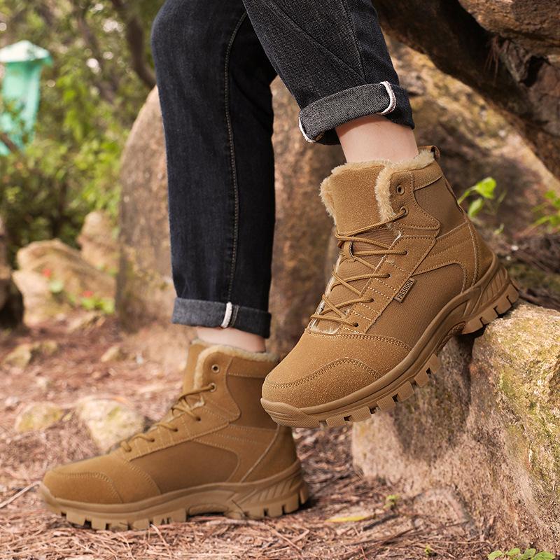 New Large Size Winter Skiing Waterproof Mountaineering Platform Climbing Breathable and Wear-resistant Men's Hiking Shoes