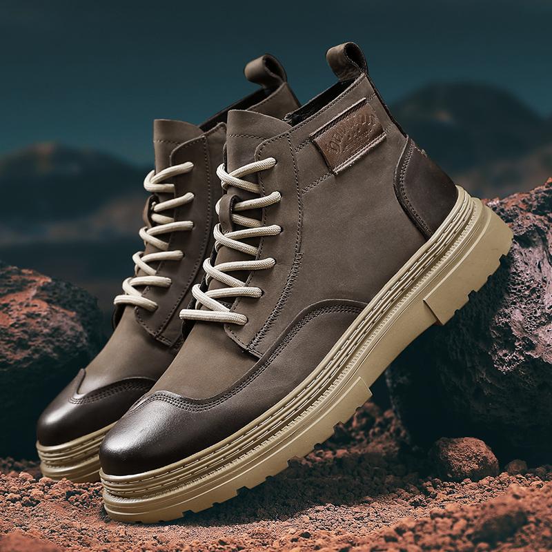 Luxury Leather Men's Casual Shoes New Fashion Men Ankle Boots Comfortable Short Boots Lightweight Work Boots Walking Footwear