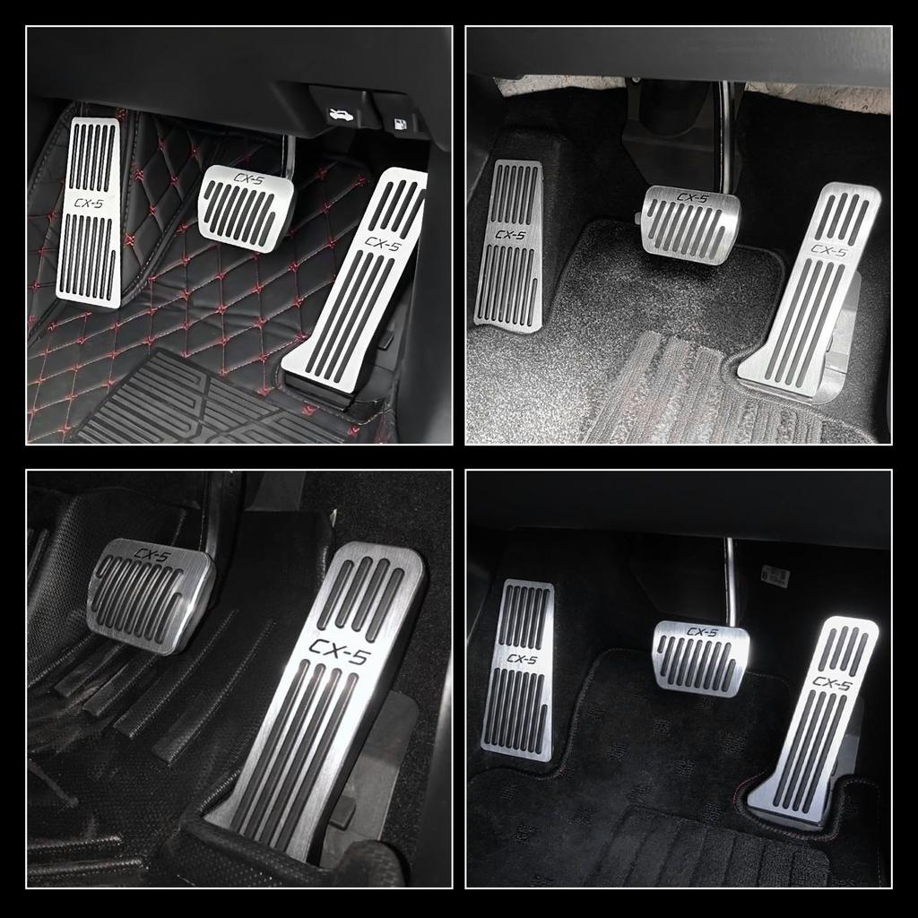 Koongloong Mazda Pedal Accessories for the Custom Aluminum Interior Accelerator and Brake 3 Pieces CX-5 Covers, KE/KF Series, Pedals, Non-Slip Pedals,