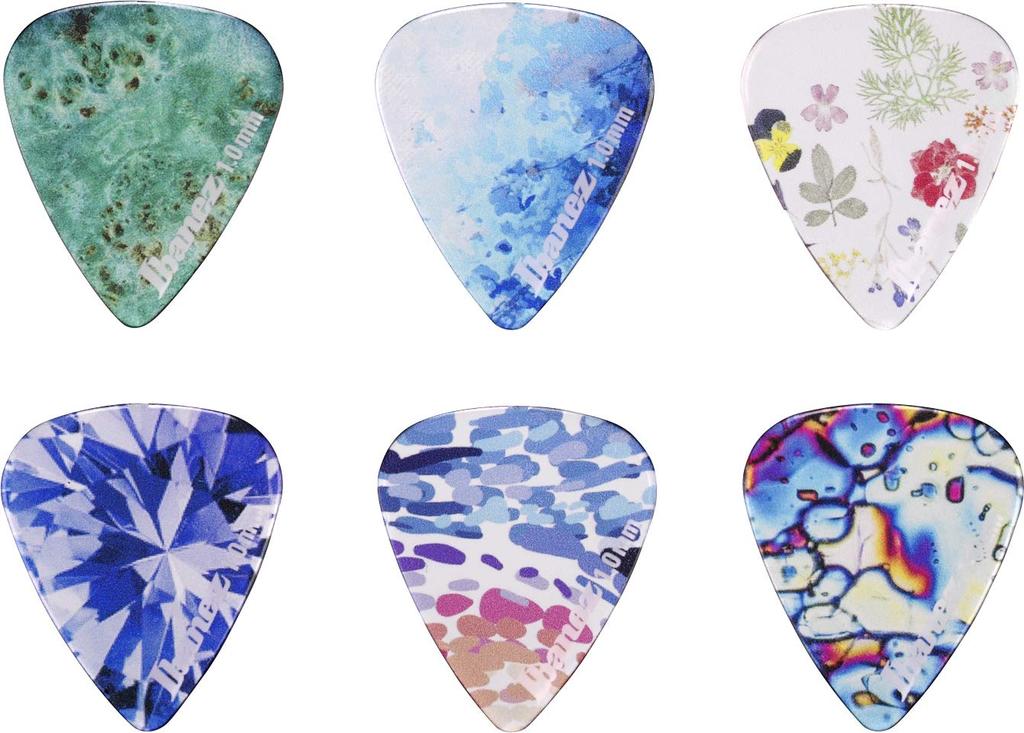 IBANEZ Ibanez Pick 6 Piece Set KALEIDO Series Colorful Design Teardrop Using Tritan [1.0mm] PCP14H-C1