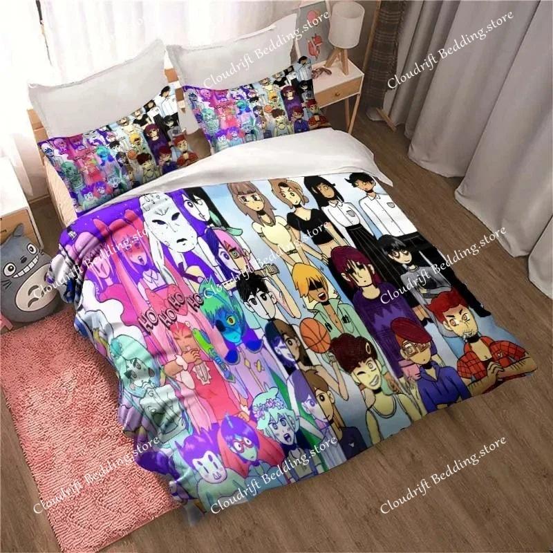 Anime Omori Printed Bedding Set All Seasons Double Duvet Cover Set Twin King Size Bedclothes Home Textile