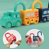 1 Stück Lernschloss Entsperr-Auto Zug Spielzeug mit Schlüsseln Kinder Montessori Mathe Feinmotorik Pädagogisches Spielzeug Geburtstagsgeschenk