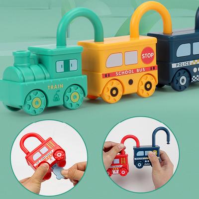 1 Stück Lernschloss Entsperr-Auto Zug Spielzeug mit Schlüsseln Kinder Montessori Mathe Feinmotorik Pädagogisches Spielzeug Geburtstagsgeschenk