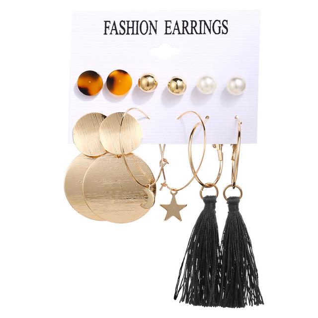 17KM Boho Shell Acrylic Drop Earrings for Women Brinco Gold Rattan Dangle Earring Set Boucle Doreille Femme Fashion Jewelry