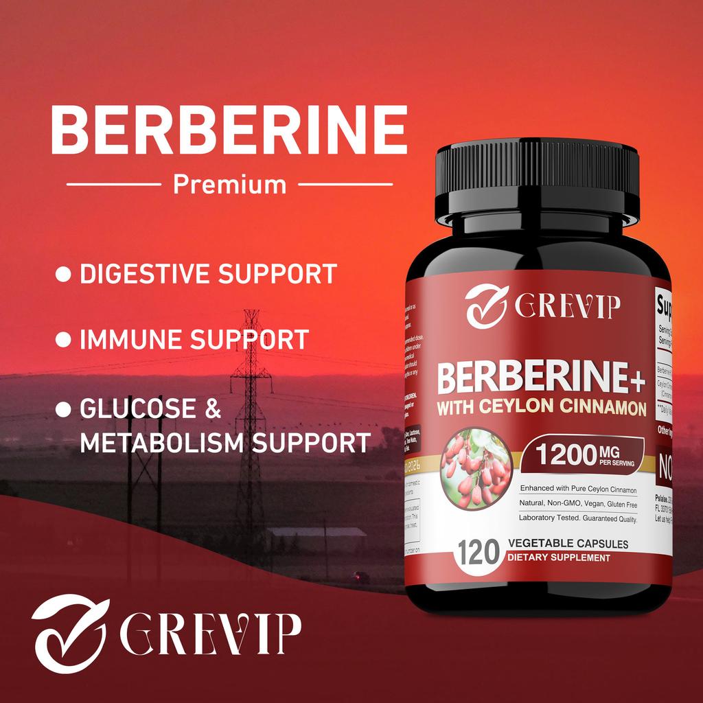 GREVIP Is Rich In Berberine Hydrochloride and a Ceylon Cinnamon Blend, with 1200 Mg Per Serving. It Is All-natural and Suitable for Adults.
