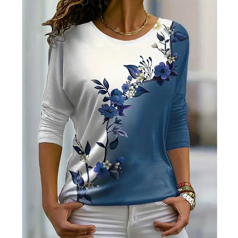 2025 Autumn & Winter Women's New Casual Crew Neck Long Sleeve Top 3D Flower Pattern