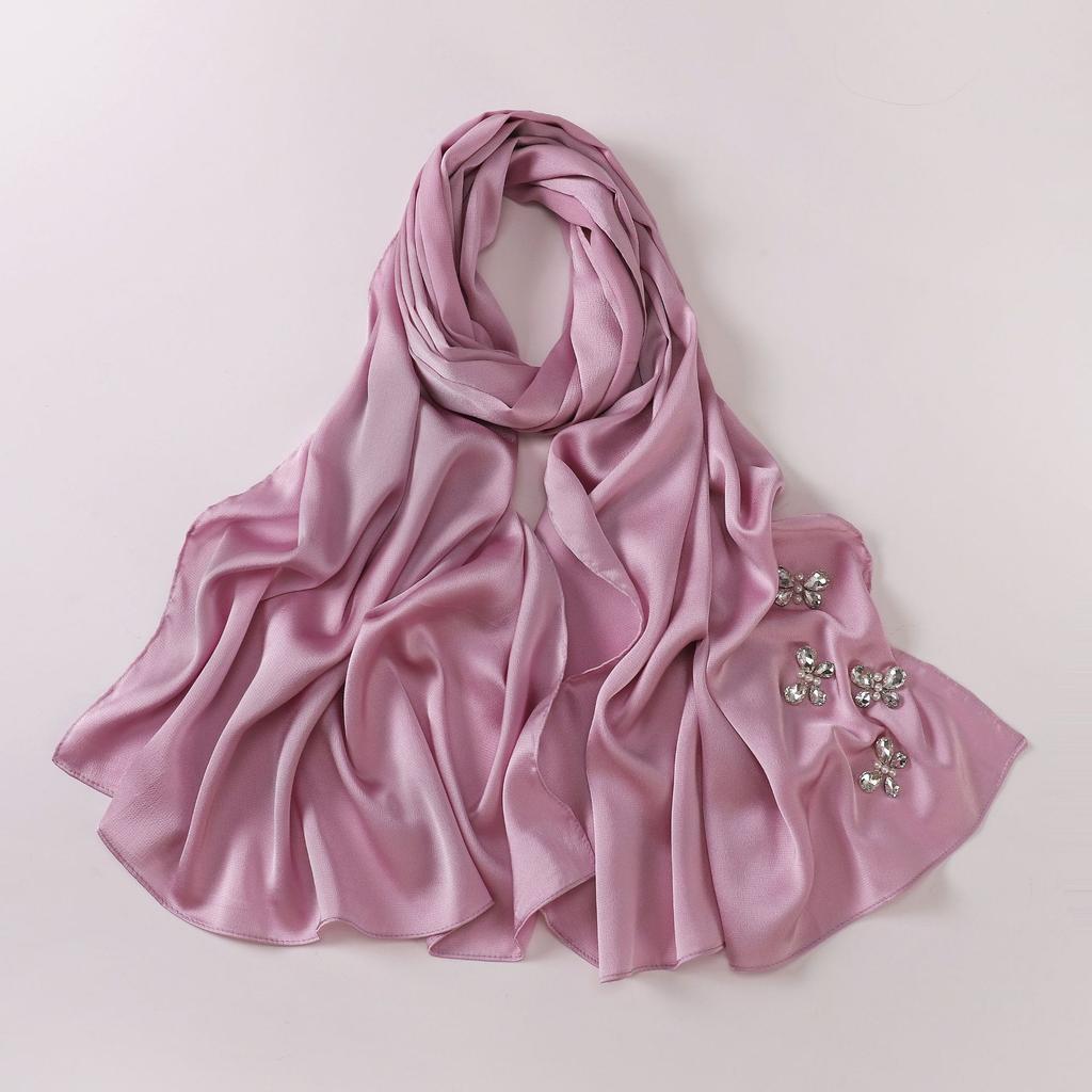 New Bubble Chiffon Butterfly Rhinestone Long Scarf For Women Ethnic Style