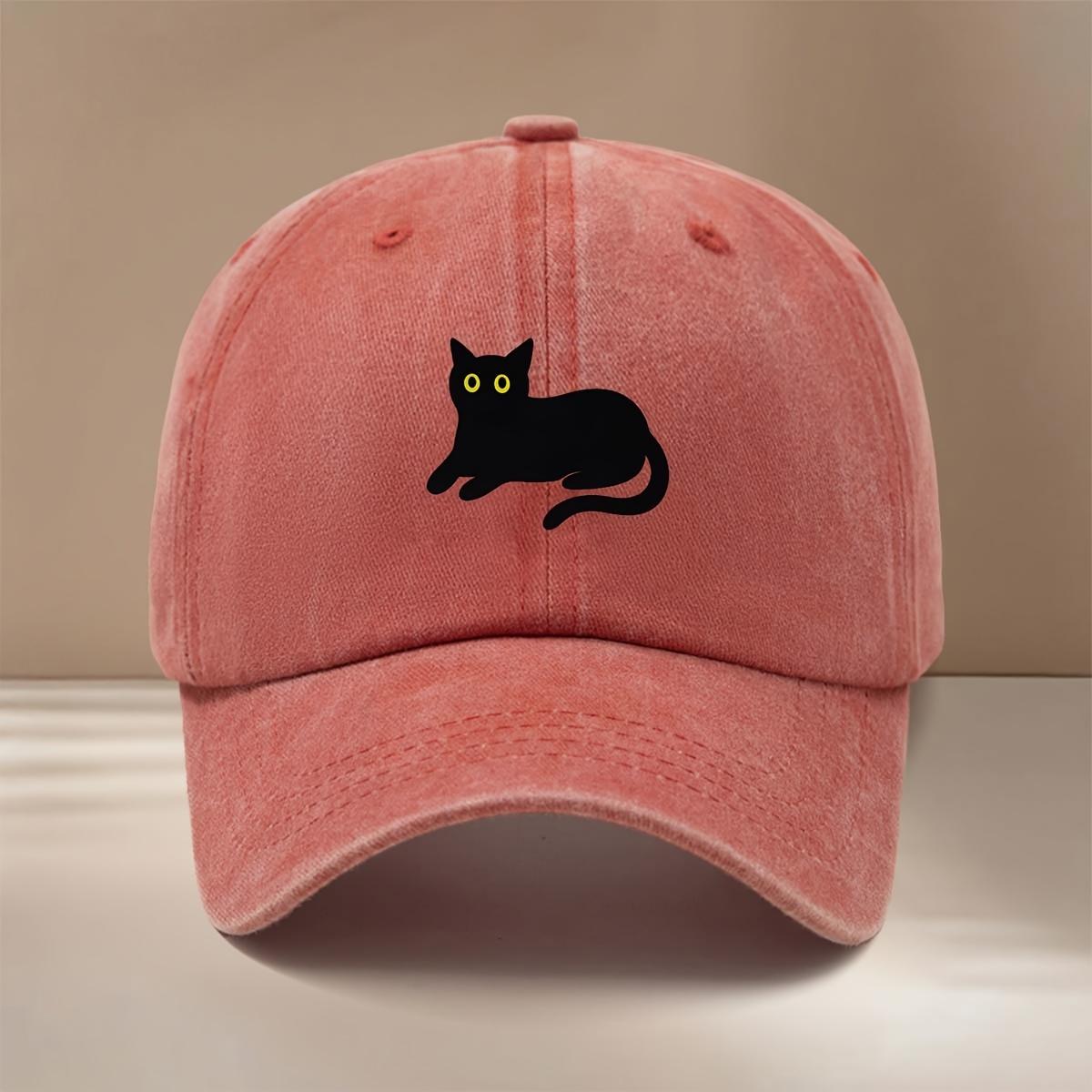 This Is a Baseball Cap with a Black Cat with Yellow Eyes Print Its a Comfortable Simple and Adjustable Casual Hat Suitable f 1pc