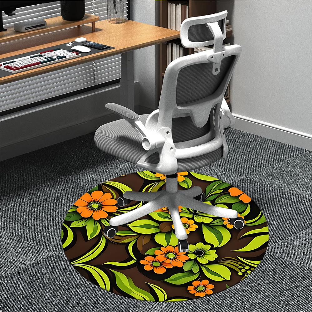 1pc Floral Pattern Office Round Area Rug, For Office, Laundry Room, Bedroom, Living Room, Under Office Chairs, Home Decor, Home Decor, Non-Slip