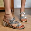 Fashion PVC Transparent Women High Heels Slippers Crystal Sandals Elegant Open Toe Shoes Flip Flops 2025 Summer Dress Slides Mujer Pumps