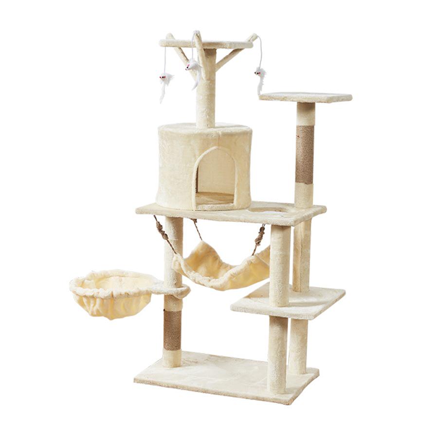 Velvet Cat Tree: Large Climbing Frame & Bed for Cats and Kittens, Space-Saving Design for All Seasons