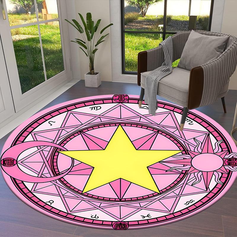 1pc Circlet of Stars Round Carpet, Made of Polyester,Perfect for Decorating Office Chairs, Living Rooms,Vibrant Decorative Rug