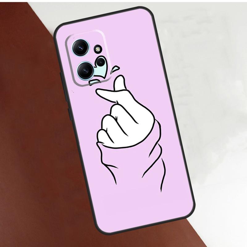 Kpop Hand Finger Heart Case For Xiaomi Redmi Note 14 13 9 10 11 12 15 Pro Plus Cover For Redmi 15 C 13C 12C 10C 14C