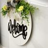 Welcome Sign for Front Door Door Wreath Ornament with Rope Wood Sign Door Hanger with Bow for Holiday Home Porch Decoration