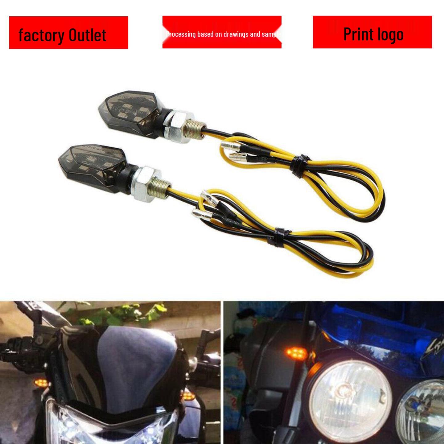 

Motorcycle LED Mini Turn Signal, 5-LED E-Mark Approved, 12V Yellow Light Black with Clear Shell