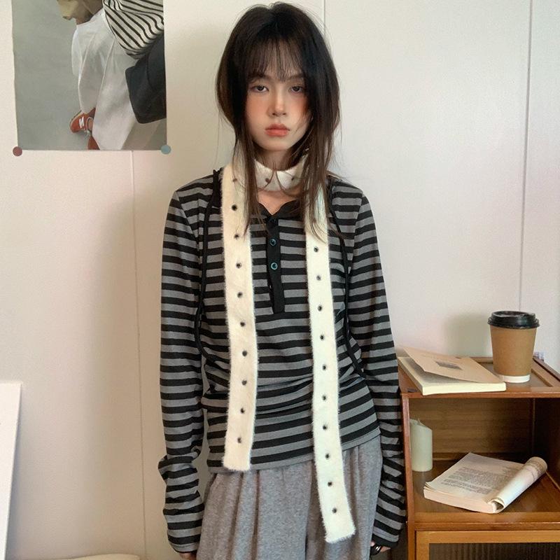 Luochi Y2K Style Narrow Knit Scarf - Sweet, Cool & Edgy Neck Warmer for Autumn/Winter