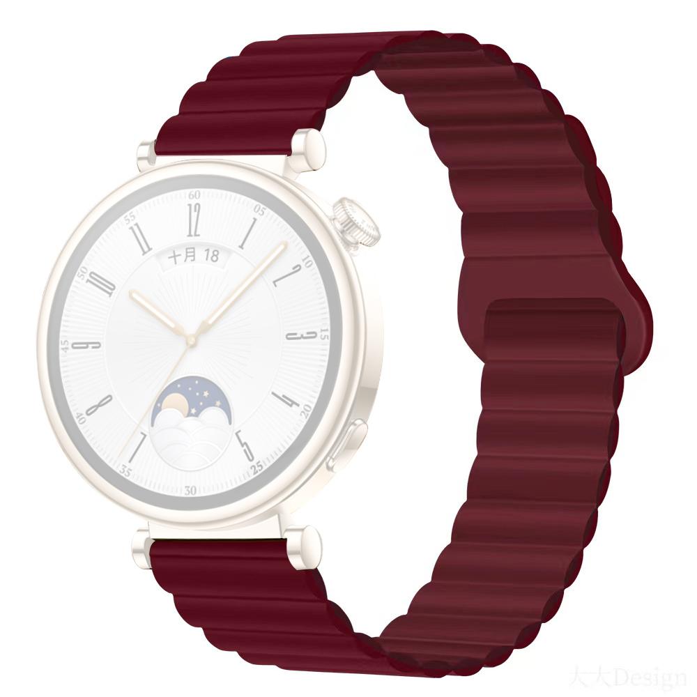 

For Garmin Forerunner 265S/255S/Venu 2S Silicone Watch Band 18mm Magnetic Wrist Strap Wine Red