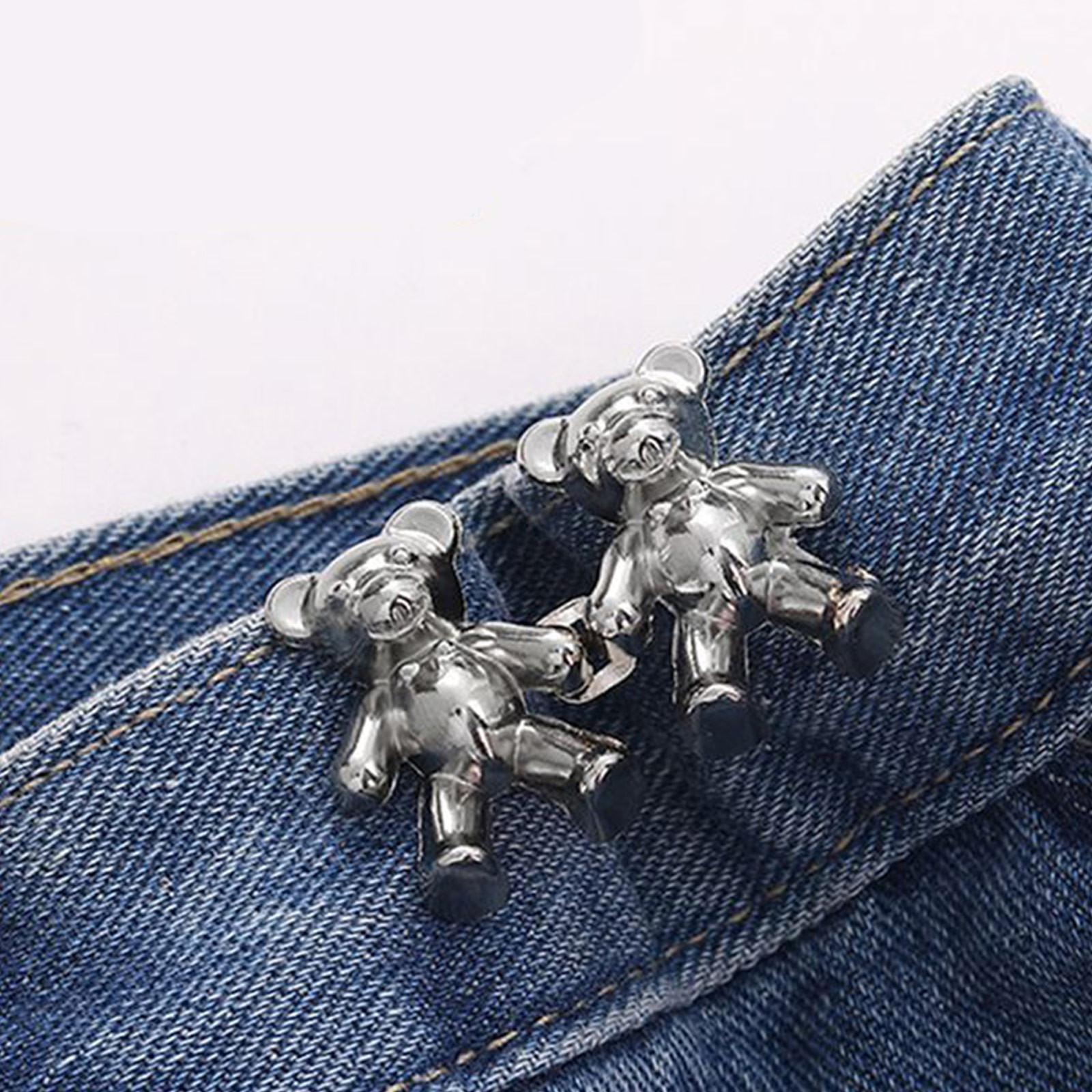 

Брюки «Медведь» Пряжка на талии Регулируемые булавки на джинсовых пуговицах Съемный пояс Затягивающий пояс Зажимы для брюк Джинсовые пуговицы не требуют шитья One Size серебряный