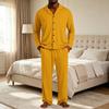 Herren-Pyjama-Set mit Reversknopfleiste und gerader Hose - Farbe Lockere Passform Nachtwäsche
