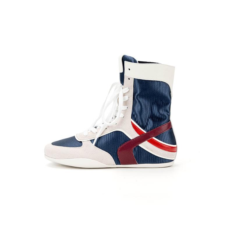Spot heightening leather boxing boots women's mesh breathable casual versatile outdoor sports style Forrest Gump training shoes women