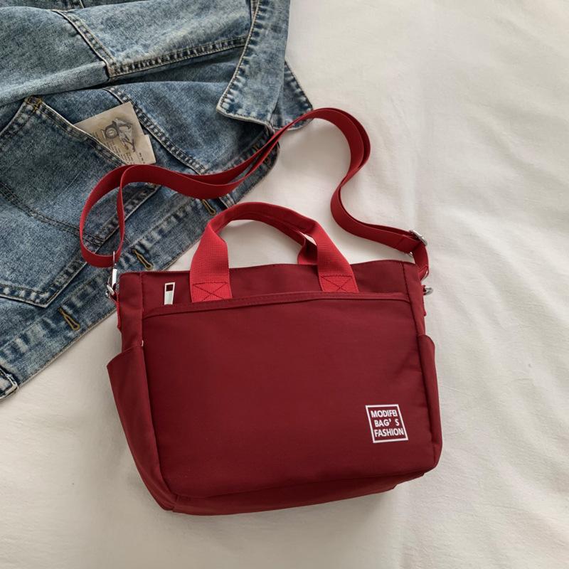 

Новая женская сумка из нейлоновой ткани, простая сумка для покупок большой вместимости, многокарманное отделение, повседневная сумка-тоут красный