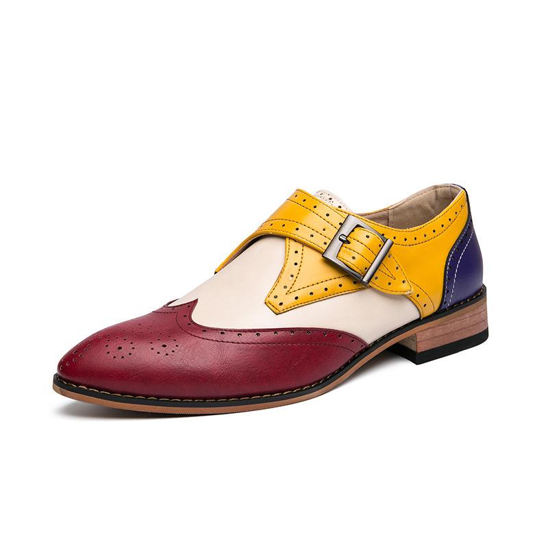 Men's Shoes Men's Color Matching Small Leather Shoes Fashion Trend Catwalk Casual Single Shoes Wedding Shoes Large Size Men's Shoes