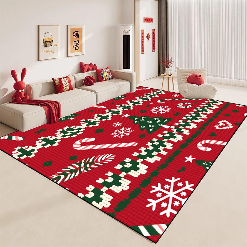 Light Luxury Christmas Carpet Large Living Room Decoration Rug Comfortable Children's Bedroom Mat Non-slip Corridor Lounge Rugs