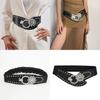 Waist Retro Metal Belt With Floral Water Digger Decor For Women Skirts Outerwear