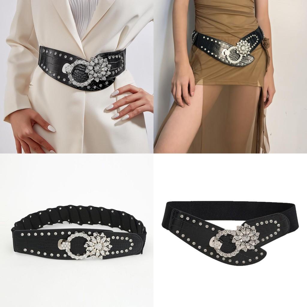Waist Retro Metal Belt With Floral Water Digger Decor For Women Skirts Outerwear