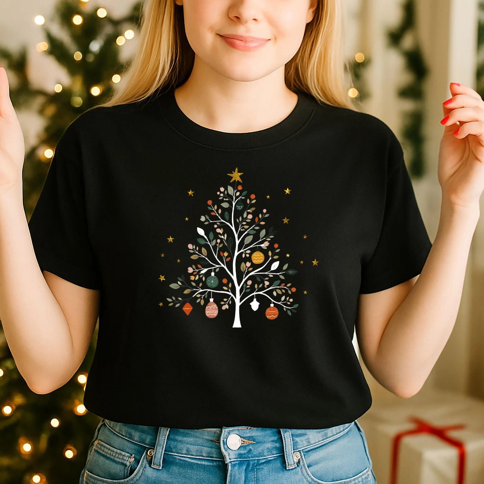 2025 Christmas unisex Tshirt,Night before Christmas, Scandi Christmas Tree(CH) 4XL
