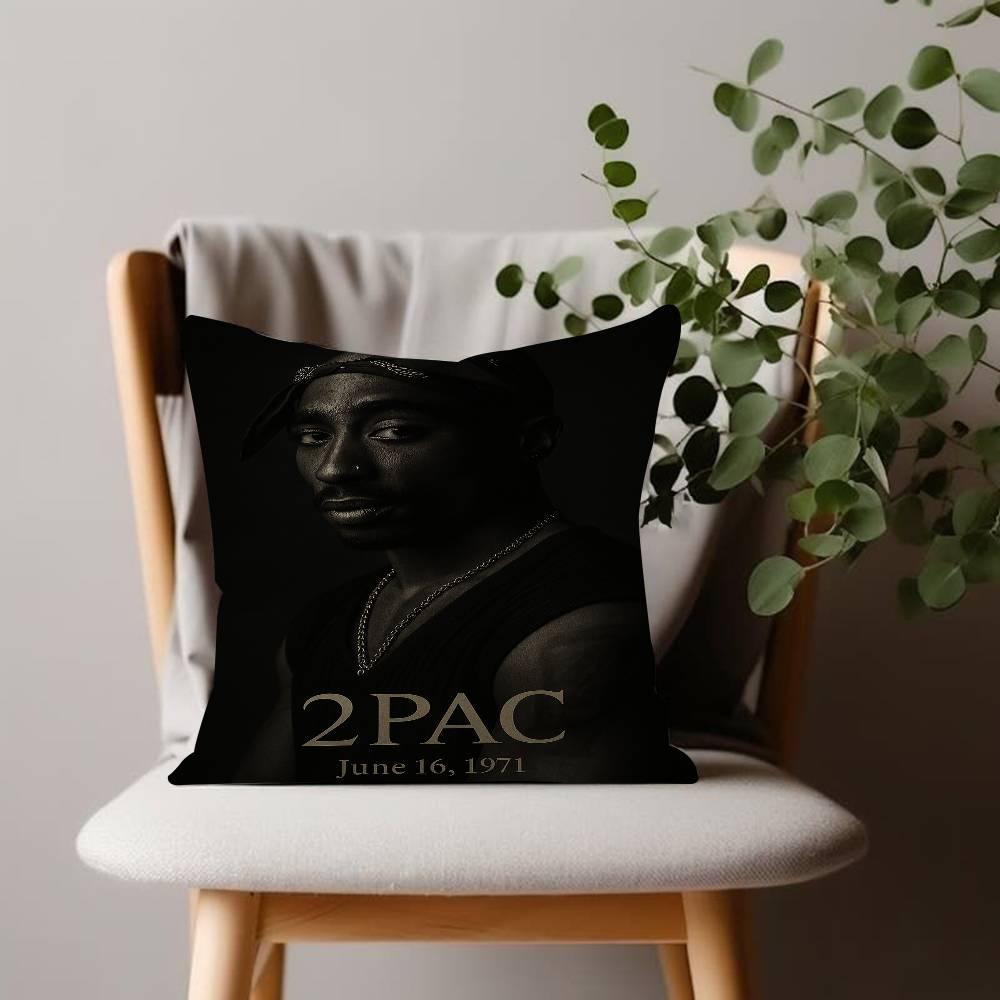 Black and White Pop Hip Hop Rapper PAC Pillow Cushion Cover Pillowcase Living Room Sofa Home Decor Customized
