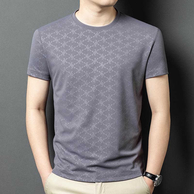 Letní Nové Pánské Tričko s Krátkým Rukávem Kulatý Výstřih Potisk Oblečení pro Tátu Středního Věku Pánské Tričko