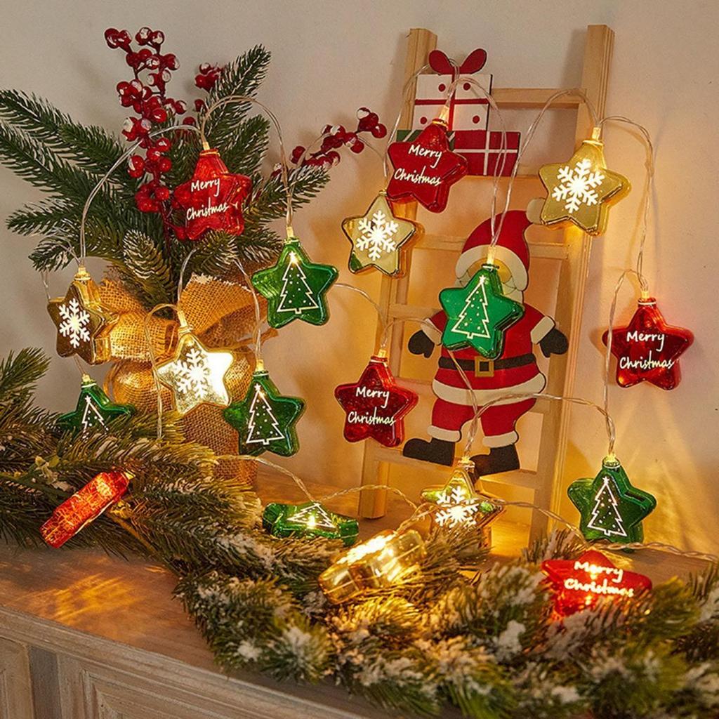 1pc 10/20 LED Christmas Electroplated Star Battery Powered String Light Christmas Fairy Atmosphere For Festive Christmas Decor