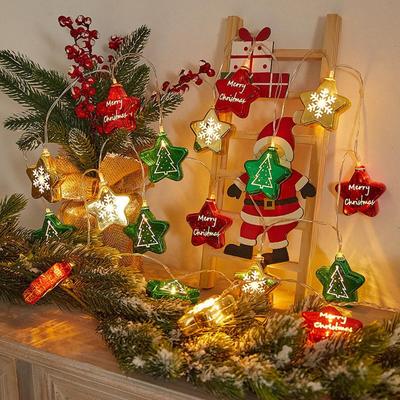 1pc 10/20/30 LED Christmas Electroplated Star Battery Powered String Light Christmas Fairy Atmosphere Festive Christmas Decor