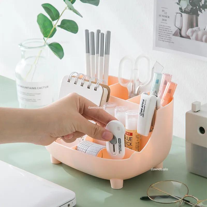 Creative 6 Gird Desktop Organizer Pen Holder Multifunctional Desk Makeups Pencil Storage Stand Box School Office Stationery