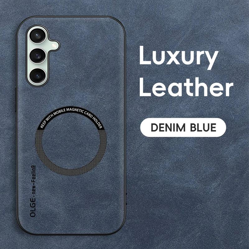 Magnetic Retro Leather Soft Case For Samsung Galaxy S24 FE S24FE 5G Wireless Charging Phone Case Cover