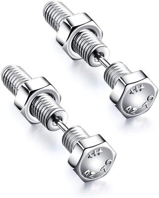 Stud Earrings for Men and Letter Titanium Both Accessories Women, Silver, Engraved, Screw, Earrings, Screw, Simple, Popular, Earrings, Ears,