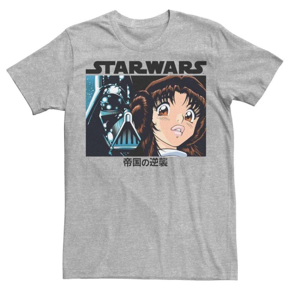 Star Wars The Empire Strikes Back Anime Style Darth Vader & Leia Graphic Print Streetwear T-Shirt 4XL