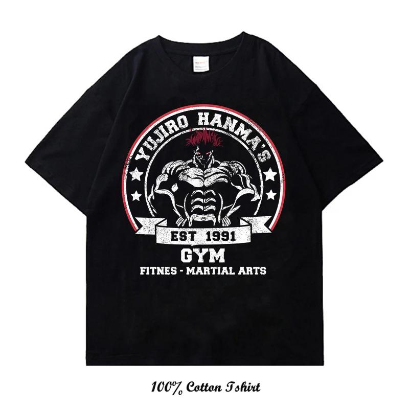 

Футболка Grappler Baki Kyokudai Taikai с графическим принтом Harajuku Vintage с коротким рукавом, большие размеры, хлопок, круглый вырез, женские и мужские футболки, топы S чёрный