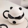 1 st Stor kapacitet Keramisk Mugg med Lock, Pandaformad, Kreativ Design, Söt Tecknad Panda Mugg Kaffekopp